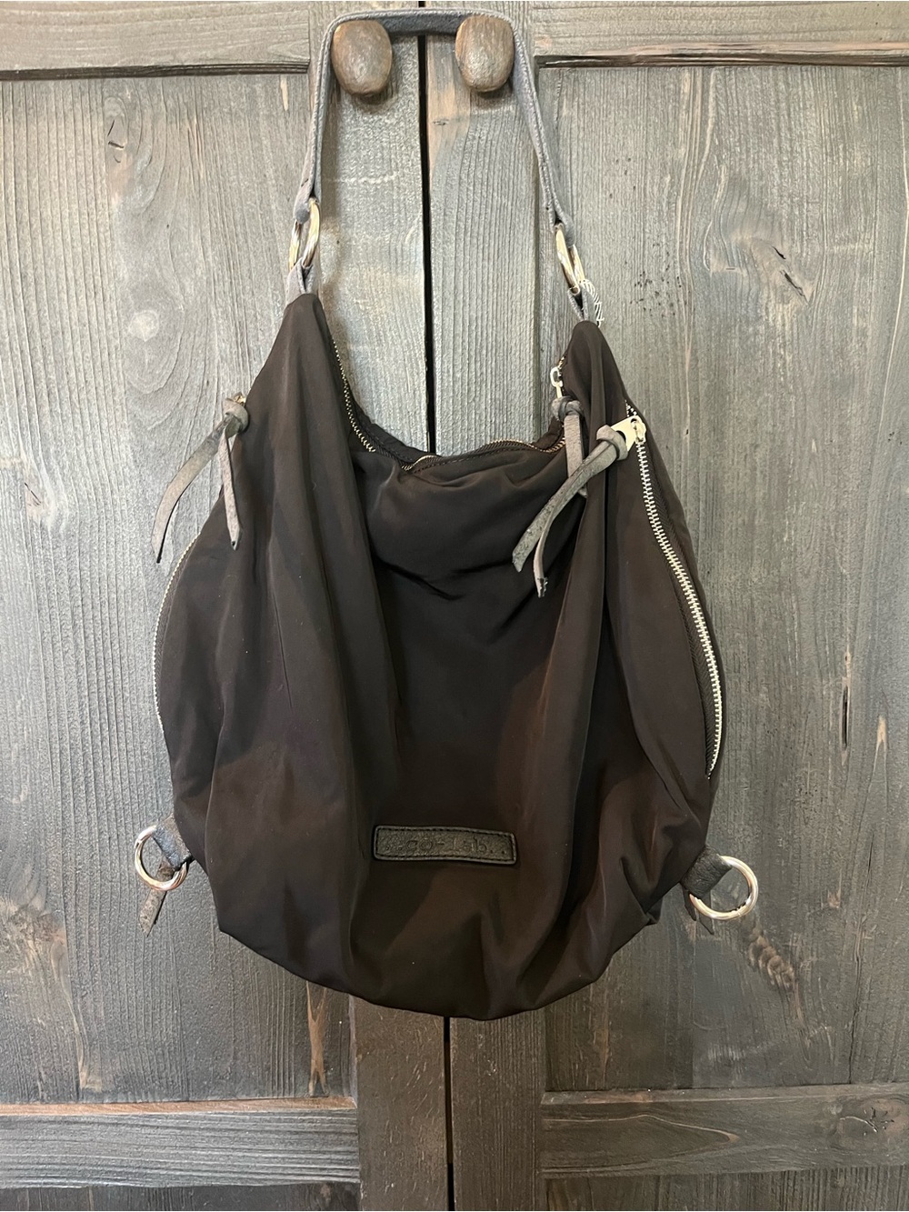 Co-Lab Black Nylon Cargo Hobo Shoulder Bag Slouchy Utility - Picture 3 of 6